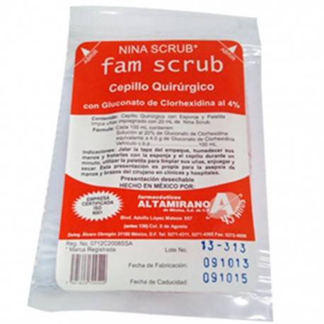 Cepillo Quirúrgico Altamirano Fam Scrub con Germisin Espuma (Yodopovidona) - Envío Gratuito